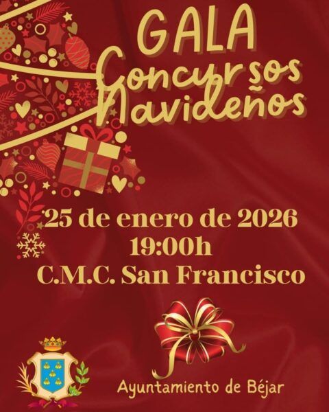 Cartel de la Gala de Concursos Navideños en Béjar con detalles del evento