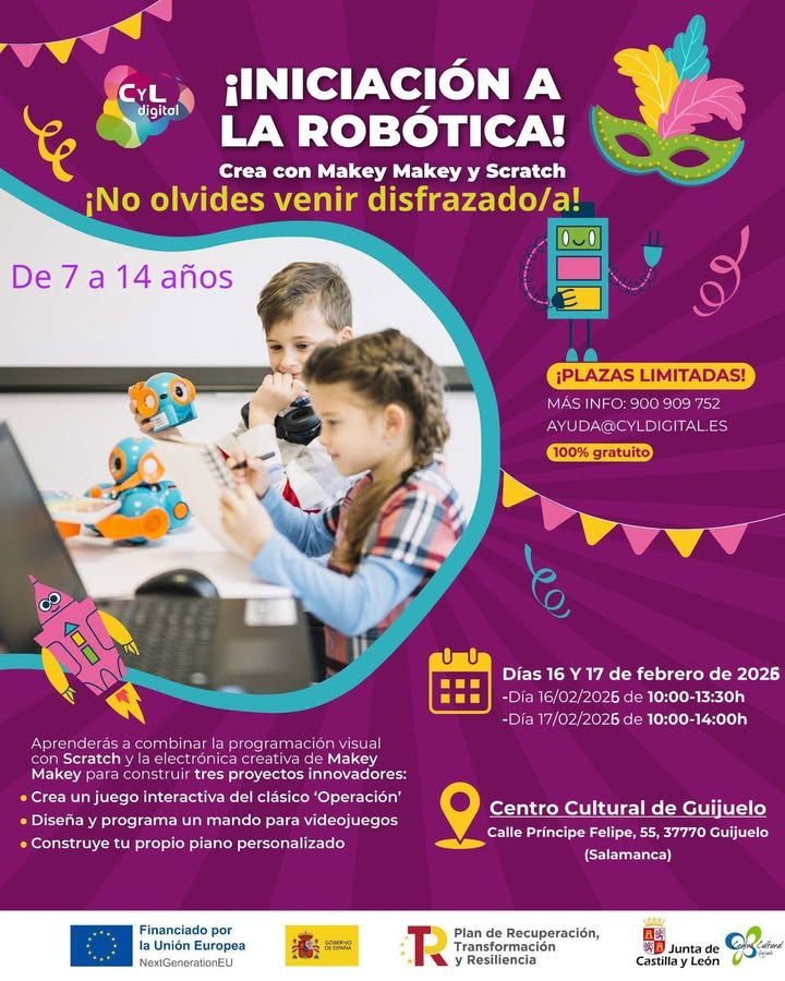Niños aprendiendo robótica con Makey Makey y Scratch en Guijuelo