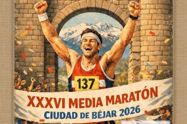 Corredor celebrando en la Media Maratón Ciudad de Béjar 2026