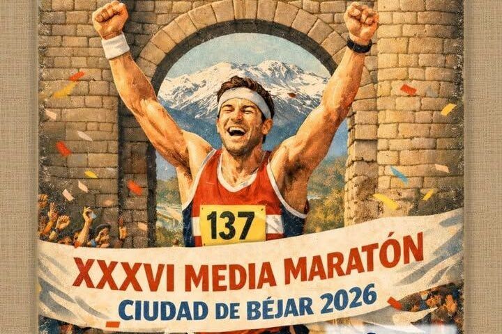 Corredor celebrando en la Media Maratón Ciudad de Béjar 2026