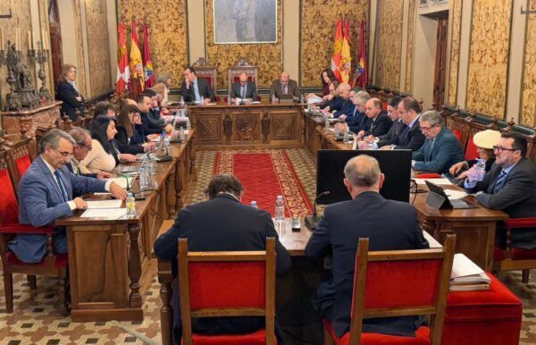Reunión del pleno en la Diputación de Salamanca con representantes del PSOE y PP