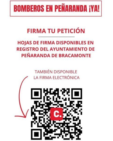 Cartel de recogida de firmas para bomberos en Peñaranda de Bracamonte