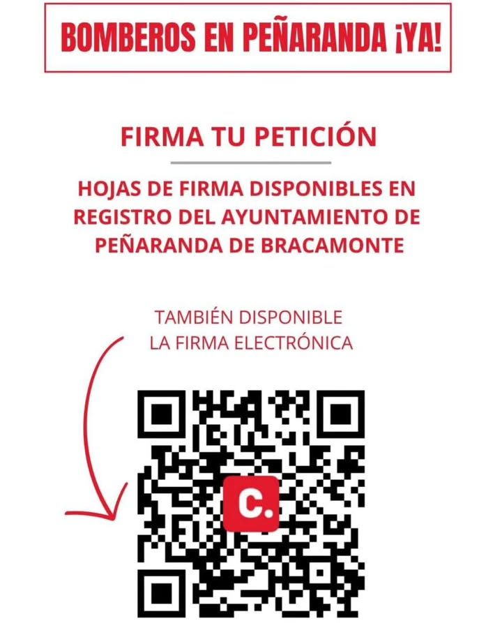 Cartel de recogida de firmas para bomberos en Peñaranda de Bracamonte