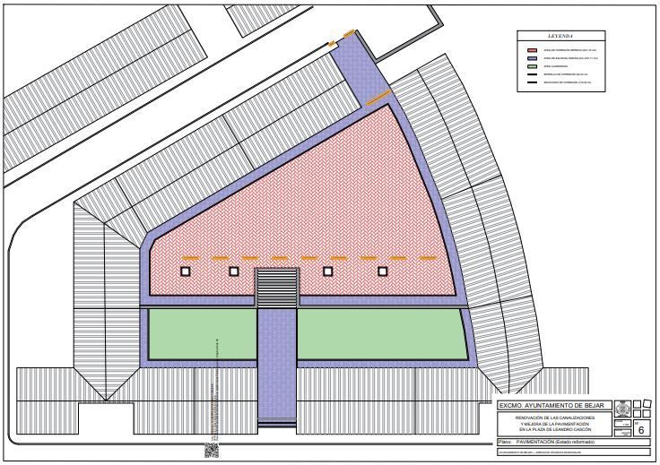 Plano de renovación y pavimentación de la plaza de Leandro Cascón