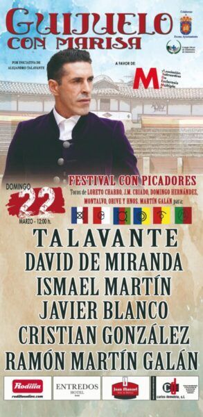 Cartel del festival taurino solidario en Guijuelo con detalles del evento