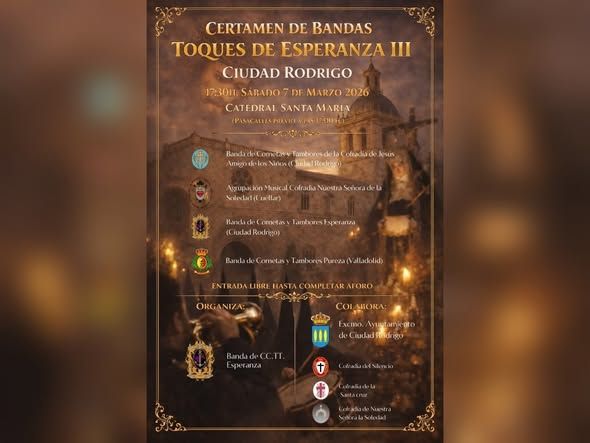 Cartel del III Certamen de Bandas Toques de Esperanza en Ciudad Rodrigo