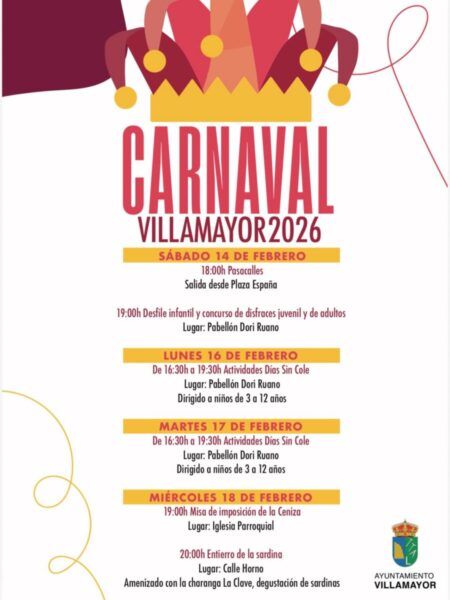 Cartel del Carnaval 2026 en Villamayor con actividades programadas