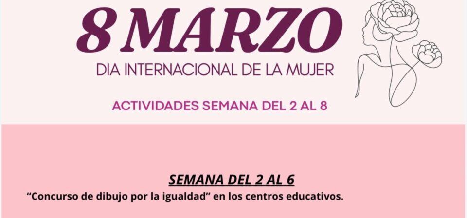 Cartel de actividades del 8M en Villamayor con programación de igualdad