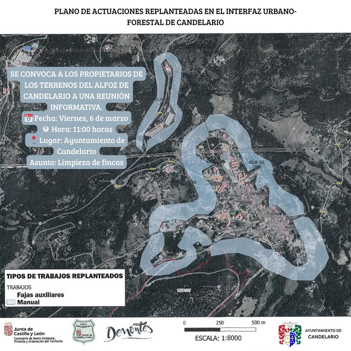 Mapa del anillo de seguridad contra incendios en Candelario