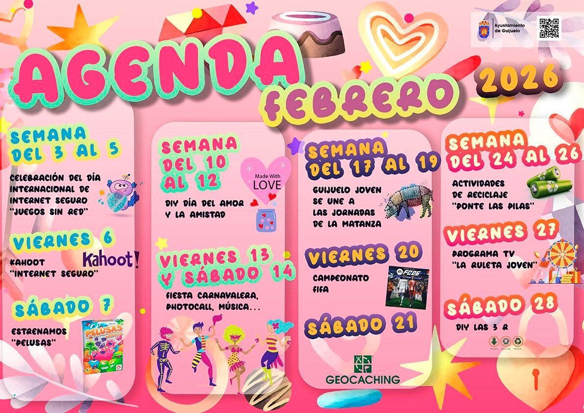 Cartel de actividades de carnaval y ocio creativo en febrero