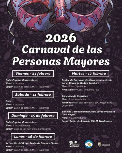Cartel del Carnaval de Personas Mayores en Salamanca con detalles del evento