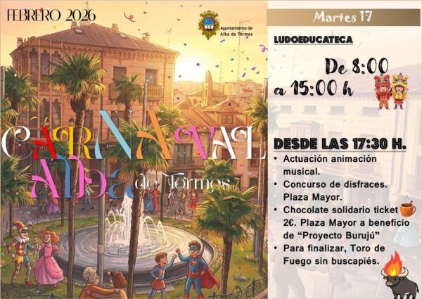 Cartel del Carnaval en Alba de Tormes con actividades y concursos
