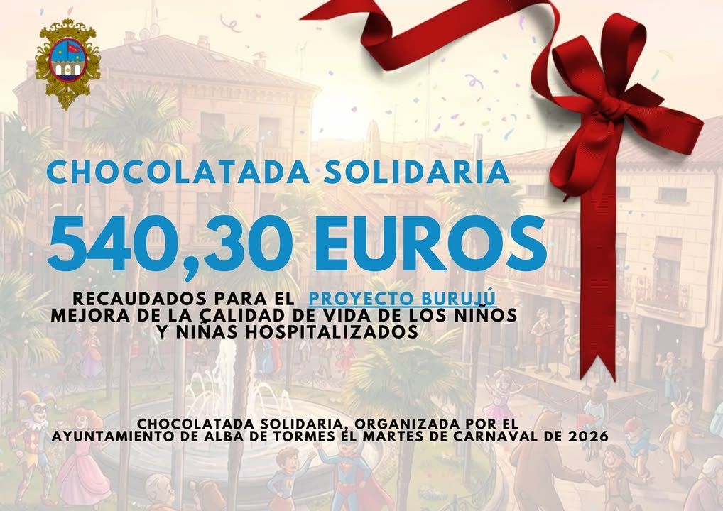 Cartel de chocolatada solidaria con recaudación para niños hospitalizados
