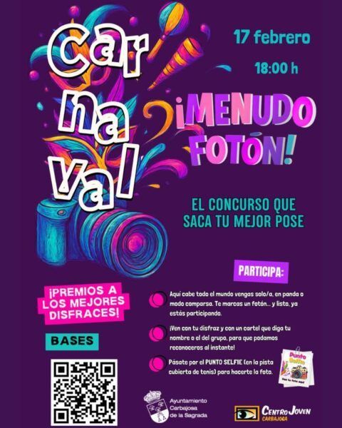 Cartel del concurso de disfraces de Carnaval con detalles del evento