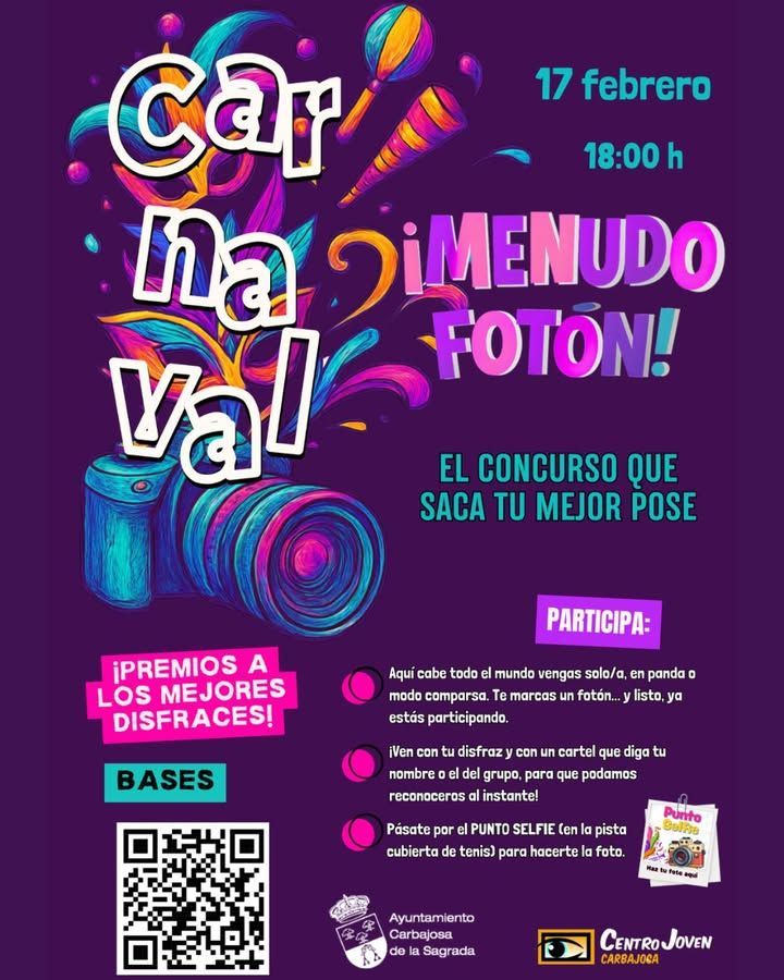 Cartel del concurso de disfraces de Carnaval con detalles del evento