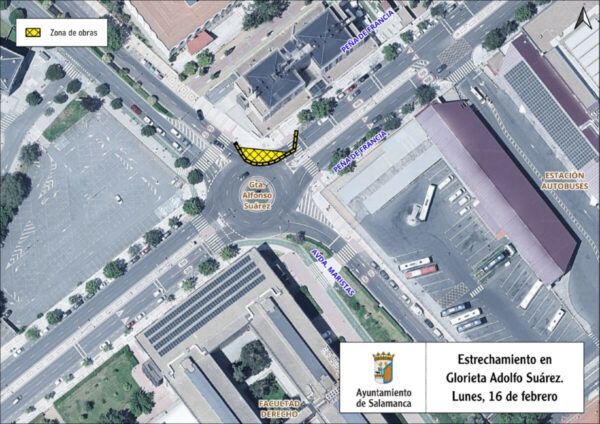 Mapa que muestra el corte de tráfico en la calle San Pablo por obras