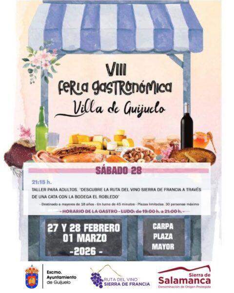 Cartel de la VIII Feria Gastronómica Villa de Guijuelo con información del evento