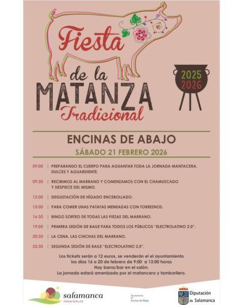 Cartel de la jornada festiva de matanza en Salamanca con detalles del evento