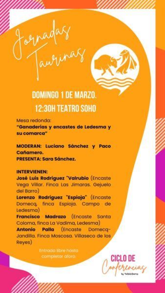 Cartel de las jornadas taurinas en Ledesma con detalles del evento