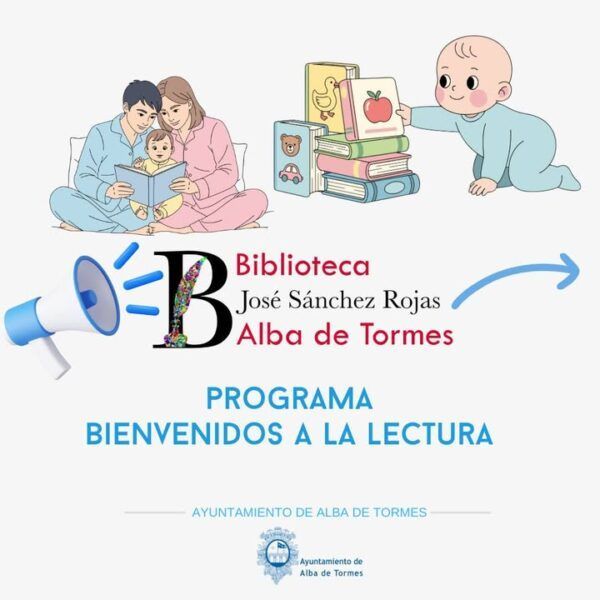Ilustración del programa Bienvenidos a la lectura en la biblioteca de Alba de Tormes.