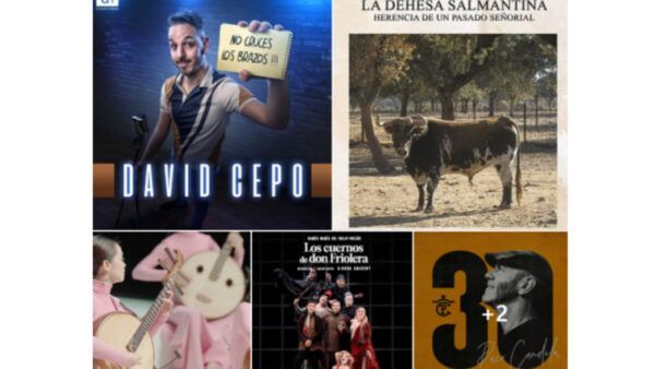 Cartel de programación cultural en Salamanca con eventos de teatro y música