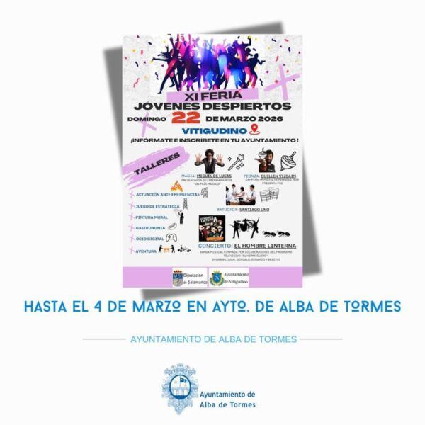 Cartel de la XI Feria Jóvenes Despiertos en Vitigudino con actividades y talleres