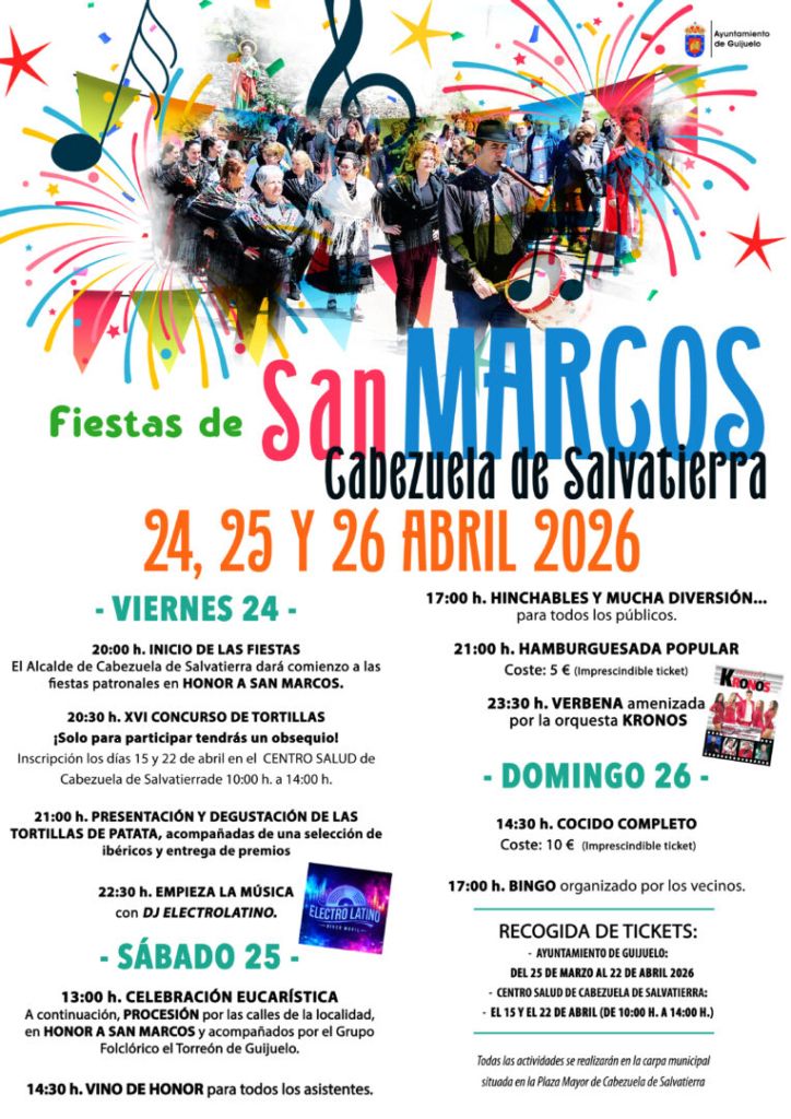 Cartel de las fiestas de San Marcos en Cabezuela de Salvatierra 2026