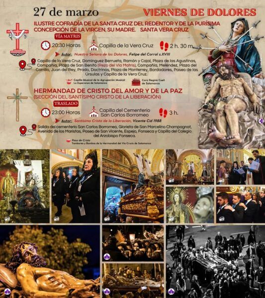 Cartel de actividades del Viernes de Dolores en Salamanca con horarios y eventos