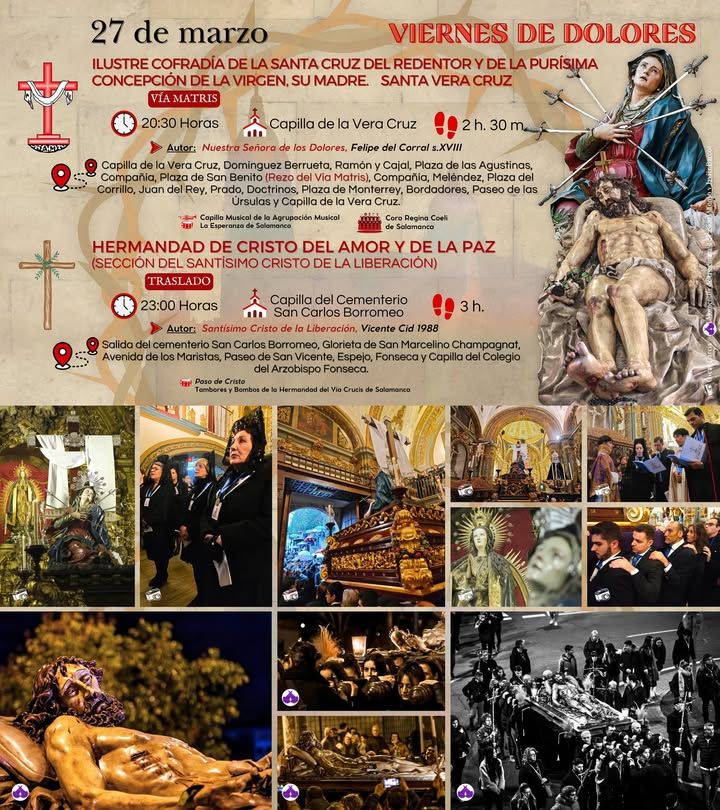 Cartel de actividades del Viernes de Dolores en Salamanca con horarios y eventos