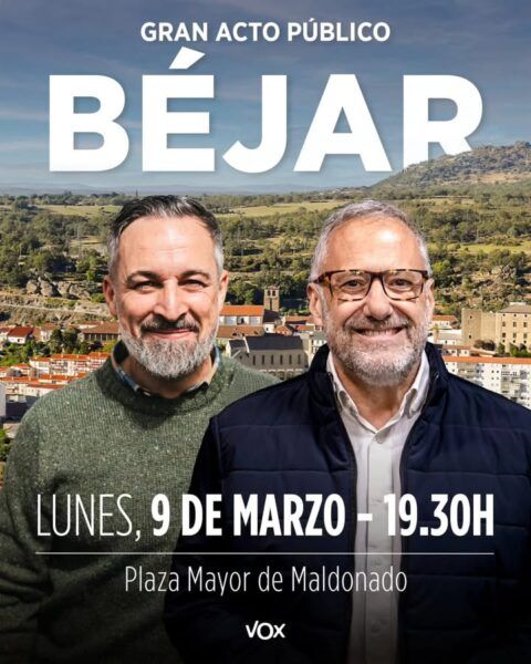 Santiago Abascal y Carlos Pollan en un acto público en Béjar