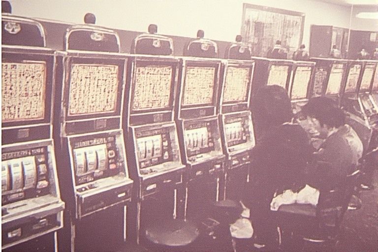 Personas jugando en máquinas tragaperras en un casino