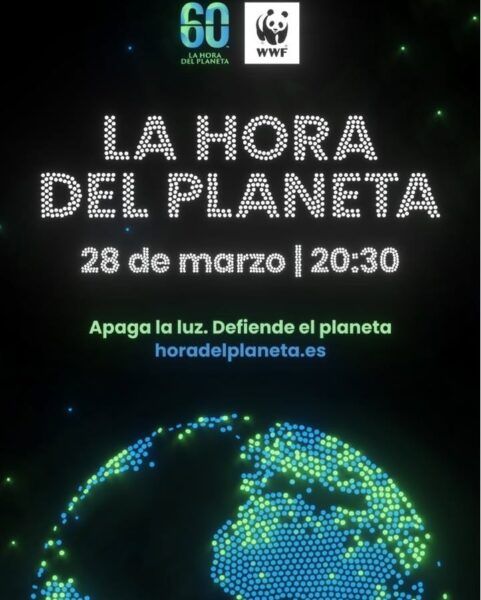 Cartel de La Hora del Planeta con el logo de WWF y detalles del evento.