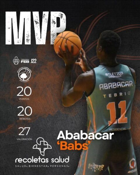 Jugador de baloncesto lanzando un balón, destacado como MVP