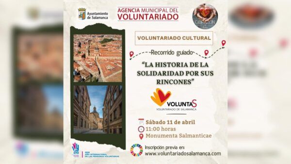 Cartel del voluntariado cultural en Salamanca sobre la historia de la solidaridad