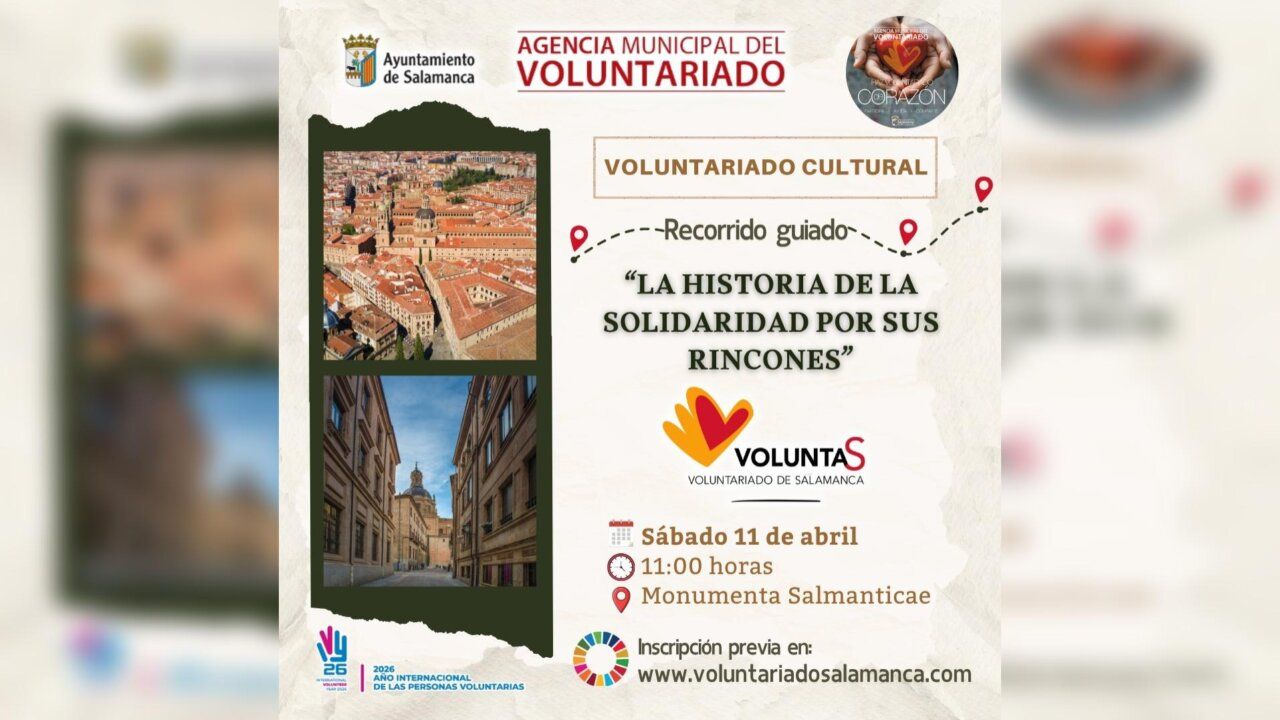 Cartel del voluntariado cultural en Salamanca sobre la historia de la solidaridad
