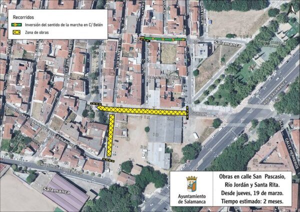 Mapa de cortes de tráfico en la avenida de Salamanca por obras de urbanización