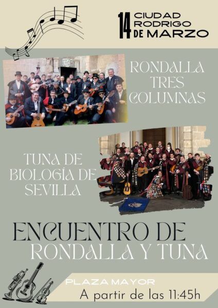 Encuentro musical en Plaza Mayor con Rondalla y Tuna en Ciudad Rodrigo