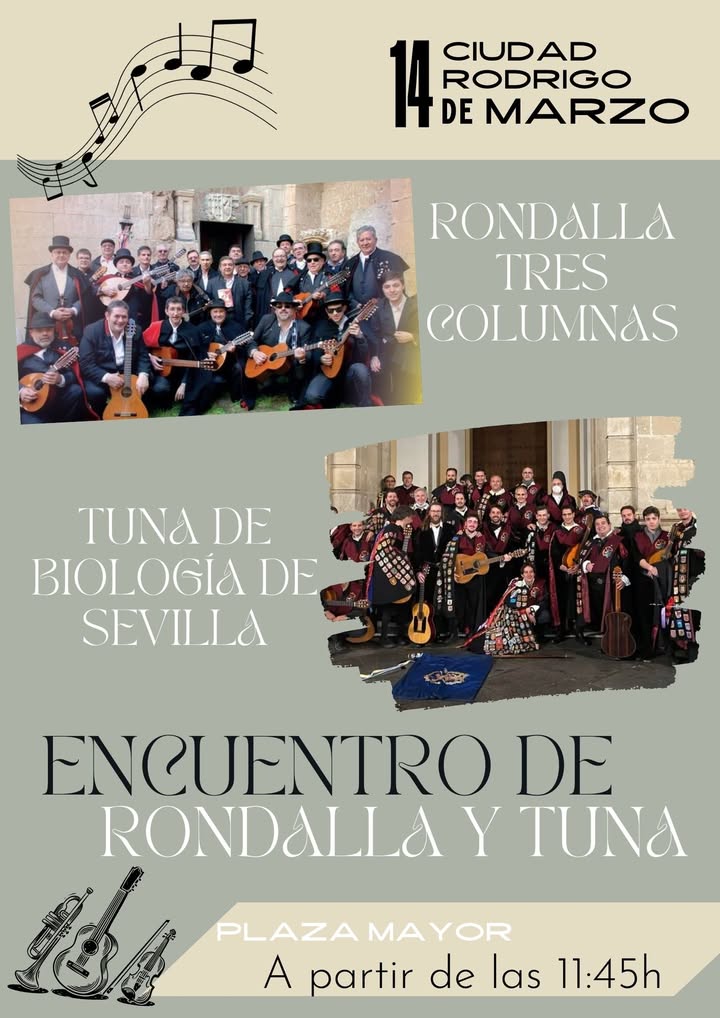 Encuentro musical en Plaza Mayor con Rondalla y Tuna en Ciudad Rodrigo