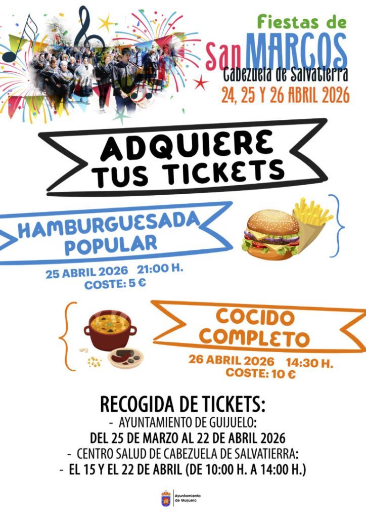 Cartel informativo sobre las fiestas de San Marcos en Cabezuela de Salvatierra