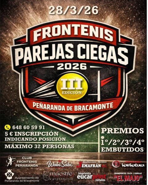 Cartel del III Torneo de Frontenis para parejas ciegas en Peñaranda
