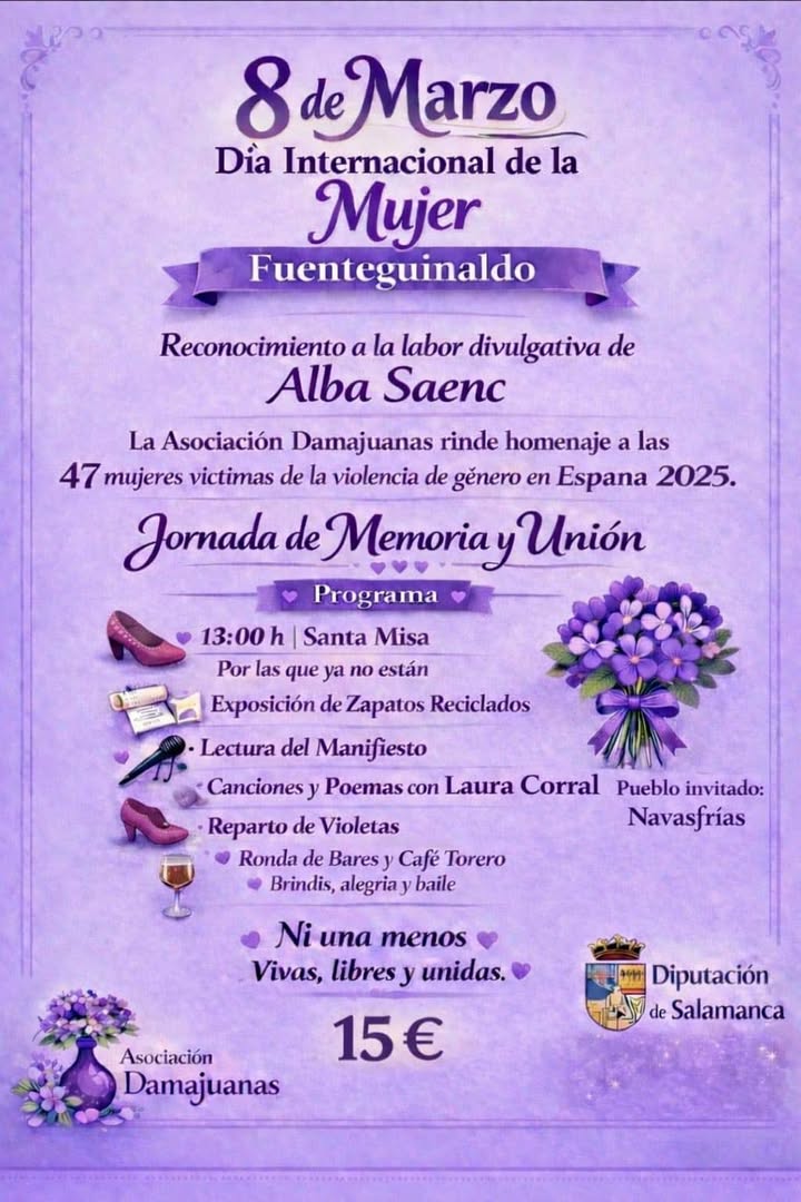 Cartel de la Jornada de Memoria por el Día de la Mujer en Fuenteguinaldo