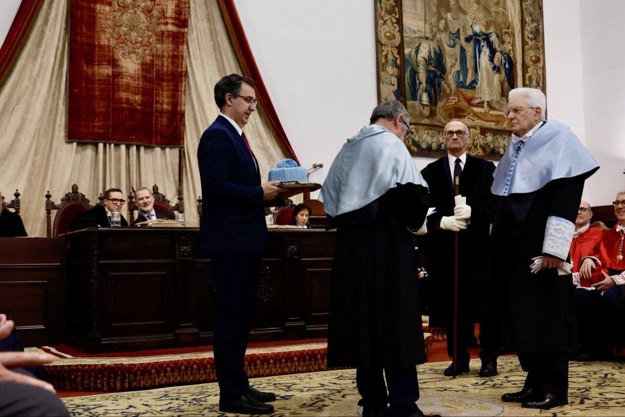 Sergio Mattarella durante su investidura en la Universidad de Salamanca