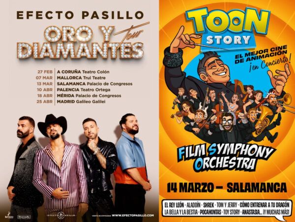 Carteles de eventos musicales en el Palacio de Congresos de Salamanca