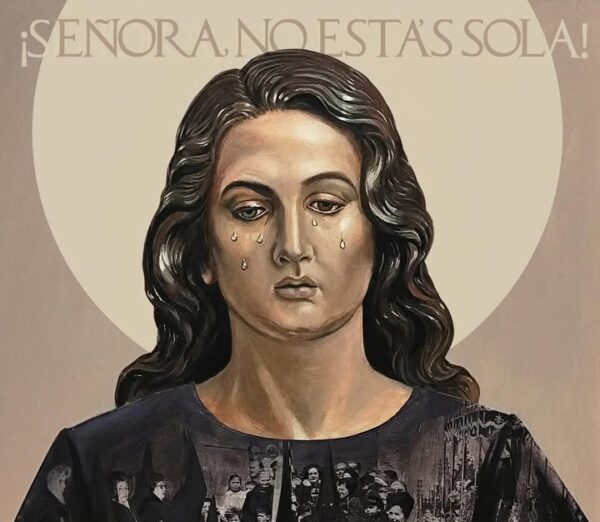 Cartel del Sábado Santo 2026 con imagen de la Virgen y versos del poema.