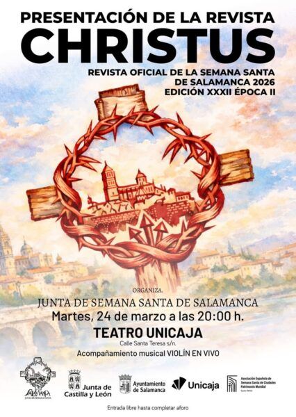 Cartel de la presentación de la revista Christusus 2026 en Salamanca
