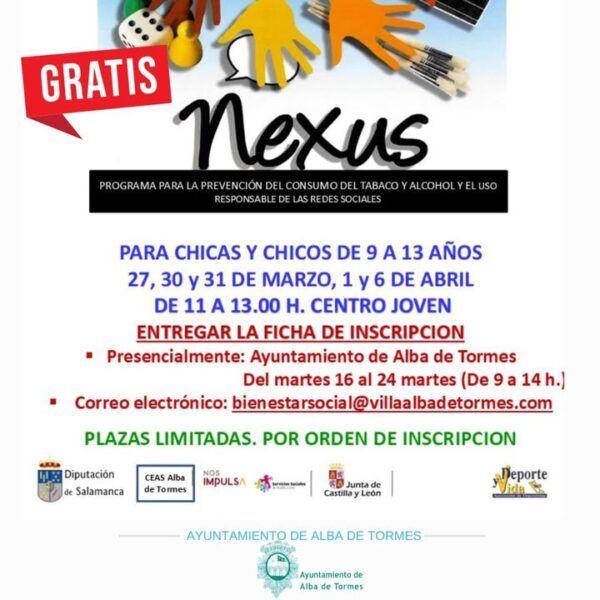Cartel del programa Nexus para jóvenes en Alba de Tormes