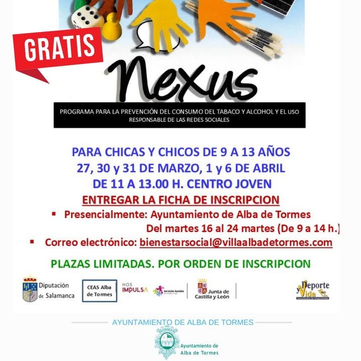 Cartel del programa Nexus para jóvenes en Alba de Tormes