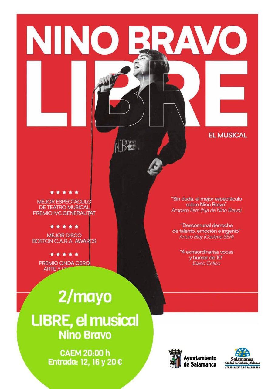 Cartel del musical Libre de Nino Bravo en Salamanca