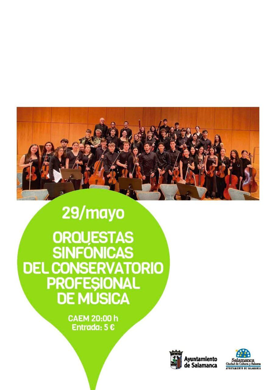 Concierto de orquestas sinfónicas en Salamanca con músicos en el escenario