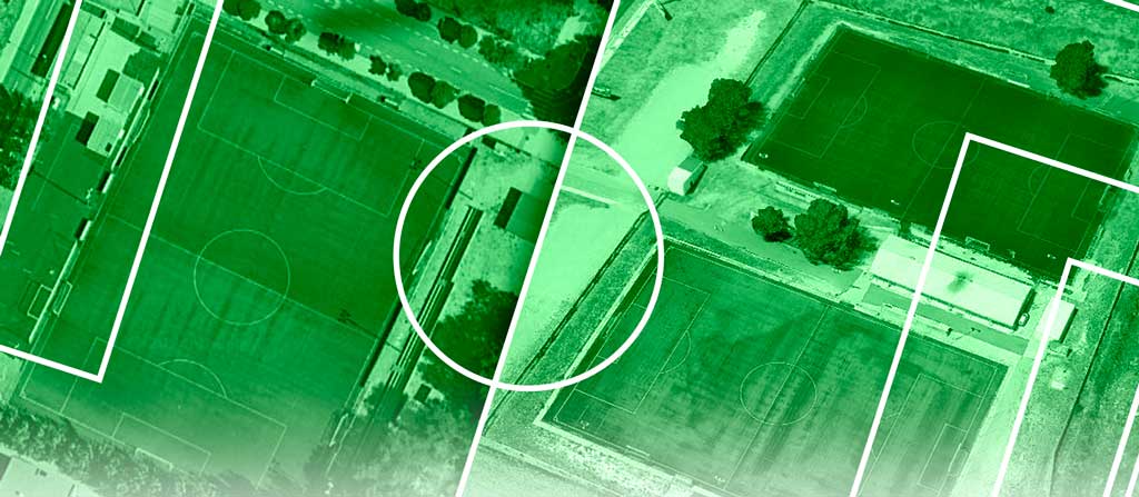 Vista aérea de los campos de fútbol municipales en Salamanca